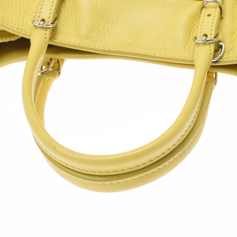 BALENCIAGA The Paper Bag Yellow Calfskin Handbag - Picture 3 of 11